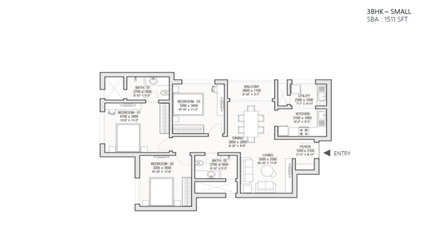 Featured Image of Sobha World City 3 BHK Small Floor Plan